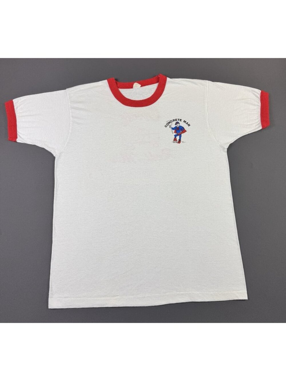 Rare Vintage 80s Concrete Man Croell Redi-Mix Ringer Shirt Promo Art Rare Promo
